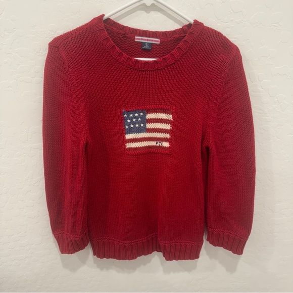Polo Ralph Lauren Other - Ralph Lauren American Flag Sweater Youth Large Cotton Knit Americana 4th July